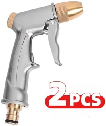 High Pressure Water Spray Gun Metal Brass Nozzle Garden Hose Pipe Lawn Wash Sprayer Sprinkler Tool Guns(SILVER 2PCS) - Image 2