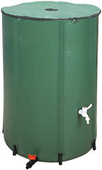 Collapsible Rain Barrel,Portable Rain Barrel Water Tank,Rainwater Collection System Storage Container,Water Collector Barrels Include Two Spigots and Overflow Kit (Green,132 Gallon) by Ynredee