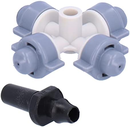 Buachois 50 Set 4 Way Misting Nozzle with Small Hook, Micro Atomizing Sprinkler Head, Plastic Garden Irrigation Dripper Spray Nozzle for Farmland Greenhouse Irrigation System by Buachois