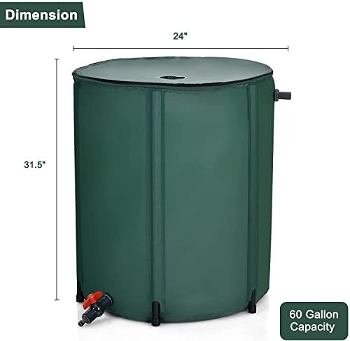 LDAILY 60 Gallon Collapsible Rain Barrel to Collect Rainwater from Gutter, PVC Rain Water Collection Barrel w/Spigot Filter & Top Mesh, Effectively Saving Water, Large Water Storage Container - Image 7