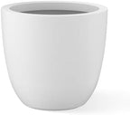 Kante Small Round Bowl White Concrete Planter 10" Dia, Outdoor by Unknown