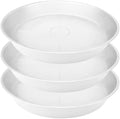 3 Pack of 26 inch Plant Saucer, 4.2" Depth Tray, Large Deep Garden Plastic Flower Planter Plant Trays for Indoors Outdoor Bath Bath (26", Creamy White) by Bleuhome