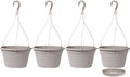 4 Pcs Hanging Planters,10" Hanging Pots Plastic Hanging Flower Plant Basket with Drainage Trays & Chain Holder for Outdoor Indoor Plants Garden Balcony Decoration, Light Gray by VIDELLY
