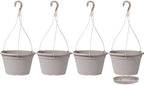 4 Pcs Hanging Planters,10" Hanging Pots Plastic Hanging Flower Plant Basket with Drainage Trays & Chain Holder for Outdoor Indoor Plants Garden Balcony Decoration, Light Gray by VIDELLY