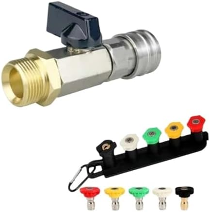 1/4" Brass Quick Connect Nozzle Set, Pressure Washer Hose Adapter with Adjustable Valve for Car Wash(M22 14mm) by Unknown