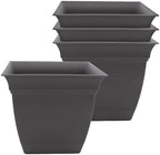 The HC Companies Eclipse Square Planter Pot, 8 Inch, Warm Gray, 4-Pack by TheHCCompanies