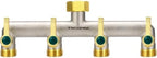 Brass Garden Faucet Splitter, 4-Way Hose Splitter with 4 Extended Metal Handles, Outdoor Hose Divider, Heavy Duty Nickel Plated, GHT 3/4-Inch Heavy Duty Hex Female Inlet and 3/4-Inch Male Outlet by TSGOHNL