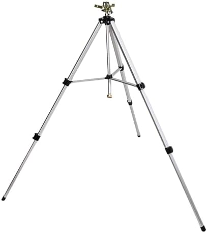 Impact Sprinkler Head on Tripod Base, Heavy Duty Lawn Sprinklers, 360 Degree Large Area Irrigation, Metal Sprinkler Nozzle with Solid Alloy Metal Extension Legs (36in) by LDGHO