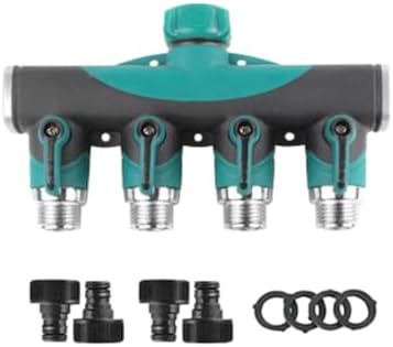 Hose Divider, 4-Way Hose Divider, 4-Way Heavy Duty Water Valve for Tap, 4 Outlets with On/Off Valve by Unknown