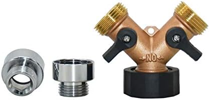 Leak-Proof Pipe Hose Fittings Brass 2-Way Garden Faucet 3/4 Female Thread to 1/2 3/4 Y Irrigation Valve Manifold Quick Connector Garden 1 Set (Color : BSP B) - Image 4