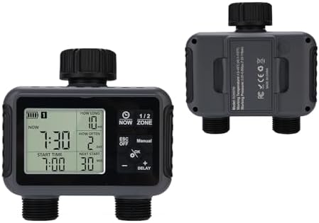 2 Zone Programmable Water Timer with Rain Delay Manual Auto Modes LED Display IPX5 for Lawn Garden Irrigation Hose Timer - Image 4