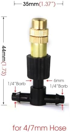 Irrigation System forgarden 10-100PCS Adjustable Brass Spray Nozzles with 1/4” Tee Joint for Garden Lawn 4/7mm Hose Misting Watering Sprinkler Garden Sprinkler(Gold 30PCS) - Image 3