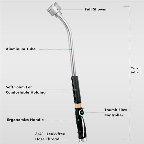 RESTMO Long Watering Wand, 24 Inches Gentle Soft Full Shower Sprayer Wand - Image 2