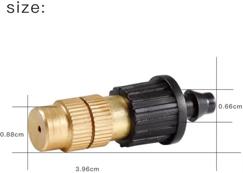 Adjustable Sprinkler with Micro Spray Mister Emitters, Copper Misting Nozzle Set for 4/7mm Hose Low Pressure Atomizing Sprayer 50pcs Brass Nozzle + Single Barb - Image 3