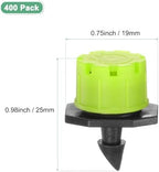 M METERXITY 400-Pack 360 Degree Adjustable Irrigation Dripper, 1/4 Inch Barbed Emitter Drip Sprinklers for Garden/Greenhouse/Flower Bed/Watering System, Anti-Clogging Emitters [Green] - Image 3