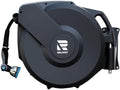 Garden Hose Reel 115 ft x 5/8 in, Retractable Heavy Duty Hose Reel with Any Length Lock, Auto Rewind System, 180° Metal Swivel Bracket, 10-Pattern Garden Hose Nozzle, Dark Grey by Relhost