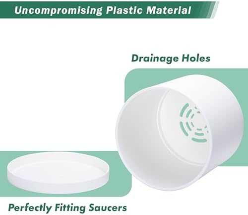 D'vine Dev 2-Pack White Plastic Planters with Saucers, 10 in, 74-Z-N-1 - Image 4