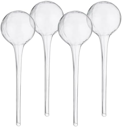 Relaxdays Watering Globes Glass, Set of 4, H x D 30 x 9 cm, Watering Balls for Plants, Watering Aid Holiday, Transparent by Relaxdays