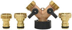 Pipe Fittings Brass 2-Way Garden Faucet Female Thread 3/4 Y Irrigation Valve Manifold Quick Connector Garden Hose Manifold 1 Set (Color : BSP) - Image 4