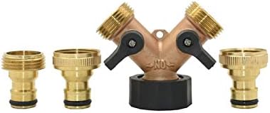 Pipe Fittings Brass 2-Way Garden Faucet Female Thread 3/4 Y Irrigation Valve Manifold Quick Connector Garden Hose Manifold 1 Set (Color : BSP) - Image 4