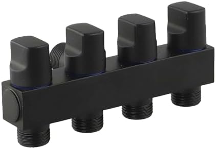 Solid Brass 4 Way Hose Splitter with Independent Shut Off Valves - Garden Water Manifold for Irrigation - Rust Resistant Adapter for Outdoor Faucet - 3/4 Inch Connection Silver(Black) by Unknown