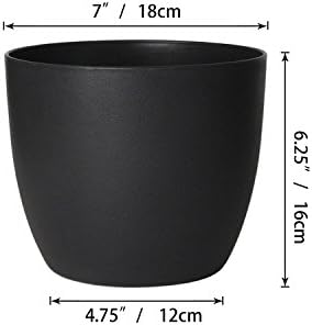 T4U 7 Inch Plastic Self Watering Planter with Water Level Indicator Black Set of 4, Modern Decorative Planter Pot for All House Plants, Flowers, Herbs, African Violets, Succulents - Image 5