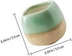 Abaodam 6pcs Mini Ceramic Flower Pot for Succulents and Bonsai, Light Green - Image 2