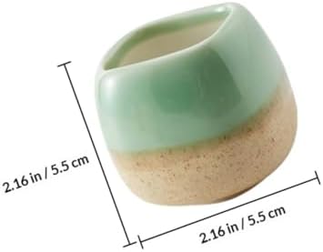 Abaodam 6pcs Mini Ceramic Flower Pot for Succulents and Bonsai, Light Green - Image 2