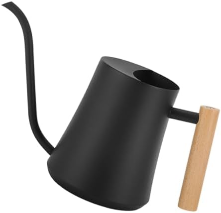 Happyyami Vintage Metal Watering Can Durable Stainless Steel Indoor Plant Kettle with Wooden Handle Portable Capacity for Convenient Watering of Flowers and Plants by Happyyami