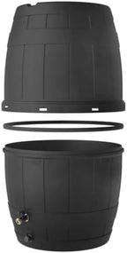 TierraVerde 39-Gallon Knock Down Rain Barrel with Brass Spigot, Black – Plastic Outdoor Water Collection Container with Planter Top – Irrigation Supply for Gardening, Lawn & Landscaping - Image 2