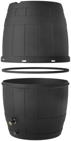 TierraVerde 39-Gallon Knock Down Rain Barrel with Brass Spigot, Black – Plastic Outdoor Water Collection Container with Planter Top – Irrigation Supply for Gardening, Lawn & Landscaping - Image 2