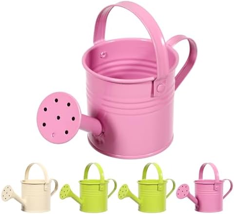 YARNOW 5 Pack Kids Watering Can Set, Small Metal Watering Cans for Kids with Dual Handles and Sprinkler Spout for Gardening Plants Flowers, Assorted Colors by YARNOW
