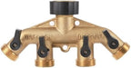Heavy Duty Brass 4 Way Manifold Garden Hose Splitter Connector Water Tap Adapter 3/4 inch Gardening Irrigation Faucet Connectors(EU 1-out-4 Kit4) - Image 2