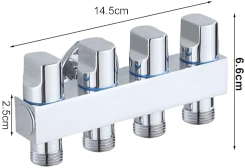 Solid Brass 4 Way Hose Splitter with Independent Shut Off Valves - Garden Water Manifold for Irrigation - Rust Resistant Adapter for Outdoor Faucet - 3/4 Inch Connection Silver(Silver) - Image 3