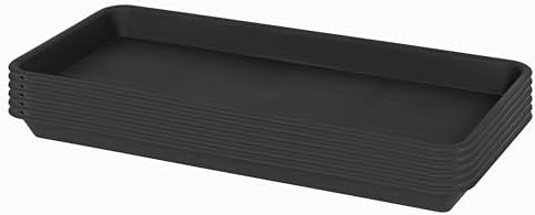 VUWEZ 6 Pack Plastic Plant Trays - Rectangular 14 inch, Indoor/Outdoor Plant Saucers with Drip Protection, Perfect for Windowsill or Planters (6.8 x 14.5'', Black) by VUWEZ