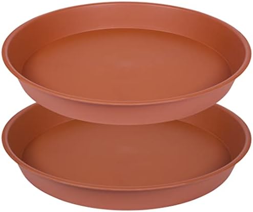 2 Pack of 22 inch Plant Saucer (19.1 inch Base), 3.6" Depth Tray, Large Deep Heavy Duty Saucers for Pots, Garden Bird Bath Bowl, Plant Trays for Indoors Outdoor (22", Terracotta) by Bleuhome