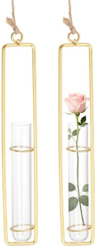 METALLIXITY Hanging Clear Glass Hydroponic Plant Propagation Tube Vase 2Pcs by METALLIXITY