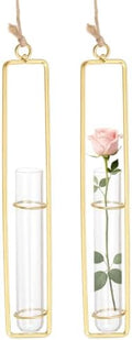 METALLIXITY Hanging Clear Glass Hydroponic Plant Propagation Tube Vase 2Pcs by METALLIXITY