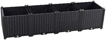 Hershii Rectangular Deepened Garden Raised Bed Kits Plastic Plant Containers Indoor Outdoor Vegetables Herbs Flowers Growing Planter Box - Black - 61.41 X 15.35 X 14.96 Inches - Image 2