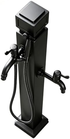 Vertical Garden Water Column Hose Stand with Faucet & Spray Gun, Stainless Steel Yard Hydrant, Freeze Proof Outdoor Water Tap for Patio Yard Garden Lawn(Style 4,Height: 95cm/37.4in) by Gaommini