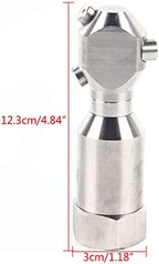 1" Cleaning Nozzle, 360° Rotating Spray Nozzle, 303 Stainless Steel Washing Nozzle, 50L/Min Flow High Pressure Continuous Rotary Washer Nozzle for Barrel Tank Cleaning - Image 2