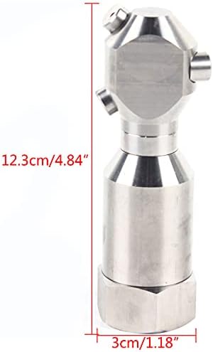 1" Cleaning Nozzle, 360° Rotating Spray Nozzle, 303 Stainless Steel Washing Nozzle, 50L/Min Flow High Pressure Continuous Rotary Washer Nozzle for Barrel Tank Cleaning - Image 2