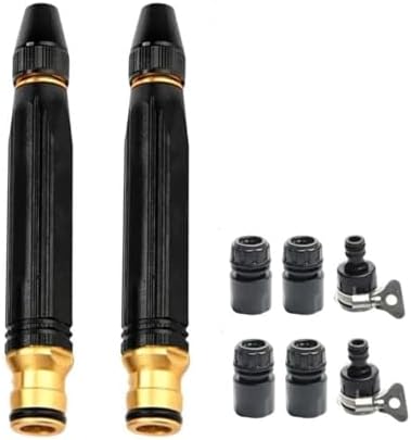Heavy Duty Adjustable Hose Nozzle, 2026 High Pressure Jet Sweeper Spray Nozzle with Leak-Proof Design, Metal Garden Hose Sprayer for Car Wash, Lawn, Patio Cleaning, Garden(Black 2PCS) by Unknown