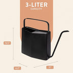 Modern Sprout Brass Watering Can - 3L Stainless Steel - Long Spout (Black) - Image 2