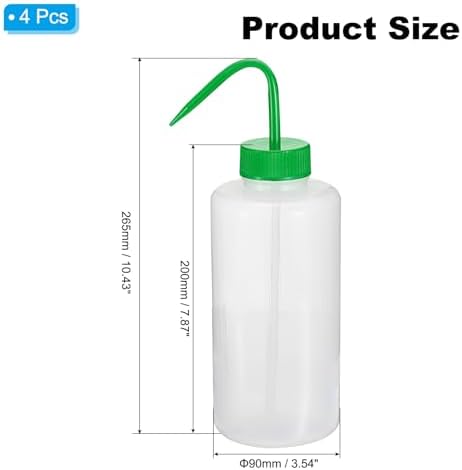 PATIKIL 1000ml Wash Bottle, 4pcs Plastic Squeeze Bottle Wide Mouth Bottle Watering Tools Foam Bottle for Green Soap Cleaning Washing Irrigation, Clear Green - Image 2