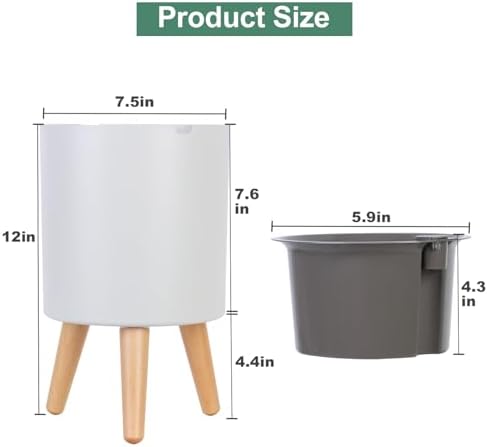 Oliz 7.8 Inch Planter Pot with Solid Wood Legs, Self Watering Planter Pots with Water Shortage Alarm Planter Pot for Indoor Outdoor Modern Flower Planter for Home & Garden(White) - Image 5
