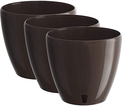 Gardenera 8.8" Deco Self Watering Pots for Indoor Plants in Shade (Set of 3) - Decorative Flower Pot with Water Level Indicator and Drainage Cartridge for All House Plants, Flowers and Herbs by Gardenera