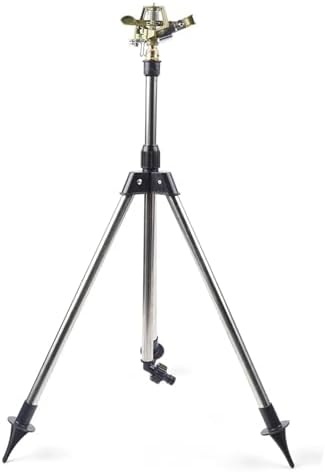 1pc Heavy Duty Tripod Impact Sprinkler - 5000 sq ft Coverage w/Adjustable 25-45ft Range for Large Lawns, Yards & Gardens by Unknown