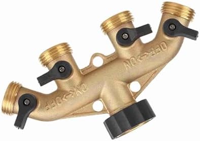 4 Way Brass Hose Splitter, Brass Tap Connector with 4 Independent Shut Off Valves, 3 Inch Garden Hose Adapter for Watering Lawns Flowerbeds Vegetable Beds (#2) - Image 7