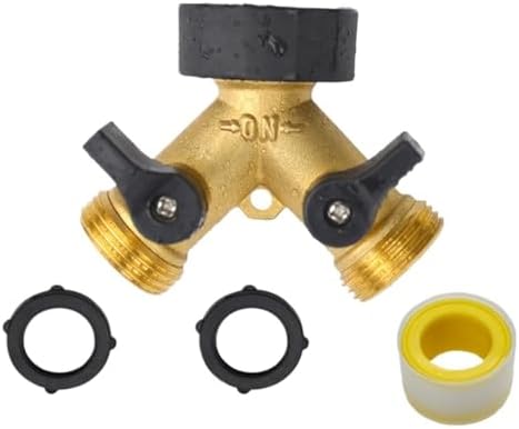 Garden Hose Splitter Heavy Duty Connector Brass Hose Adapter Splitter Water Hose Splitter Hose Spigot Connectors for Water Faucet & Spigot(2 Way USA) by Unknown